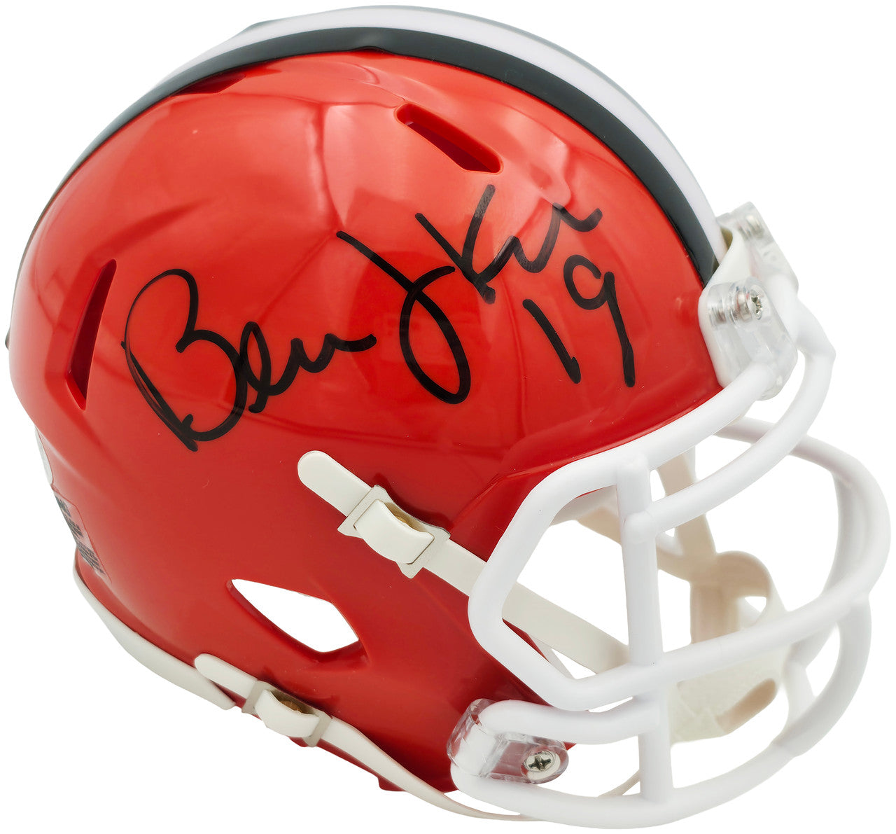 Bernie Kosar Autographed Cleveland Browns Orange 1975-05 Throwback Speed Mini Helmet JSA Witness Stock #261881