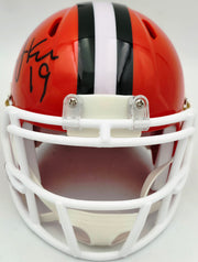 Bernie Kosar Autographed Cleveland Browns Orange 1975-05 Throwback Speed Mini Helmet JSA Witness Stock #261881