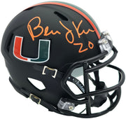 Bernie Kosar Autographed Miami Hurricanes Black Nights Alternate Speed Mini Helmet JSA Witness Stock #261885