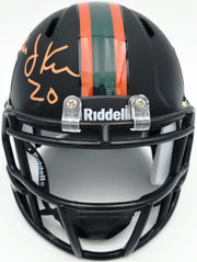 Bernie Kosar Autographed Miami Hurricanes Black Nights Alternate Speed Mini Helmet JSA Witness Stock #261885