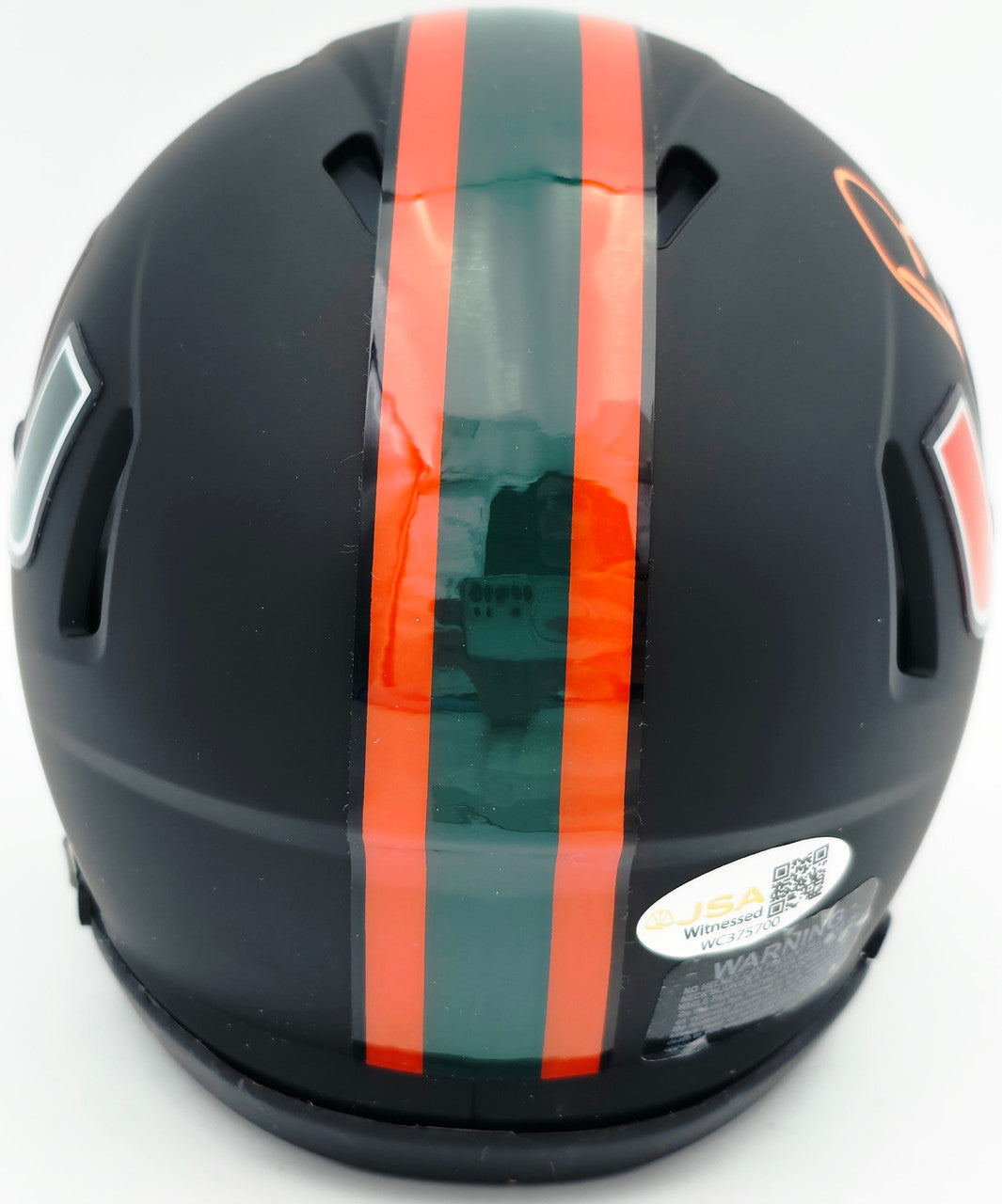 Bernie Kosar Autographed Miami Hurricanes Black Nights Alternate Speed Mini Helmet JSA Witness Stock #261885