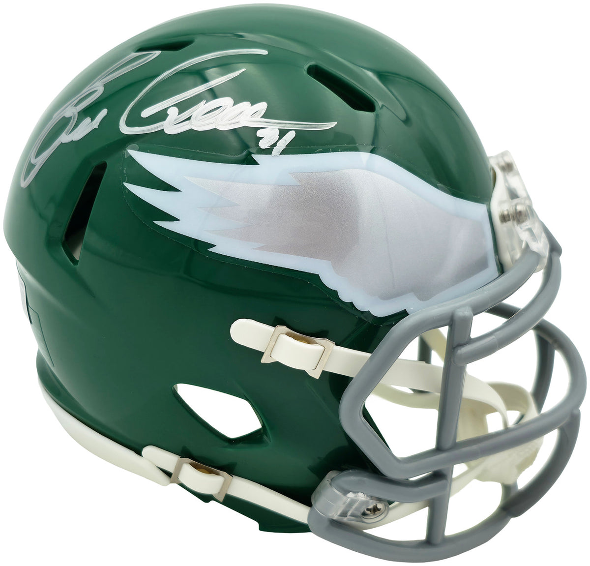 Eric Allen Autographed Philadelphia Eagles Kelly Green 1974-95 Throwback Speed Mini Helmet Beckett BAS QR Stock #261892