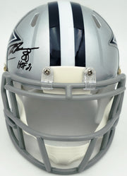 Drew Pearson Autographed Dallas Cowboys Silver Speed Mini Helmet "HOF 21" Beckett BAS QR Stock #261894