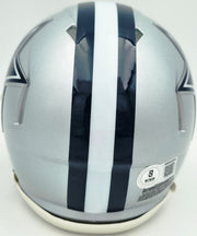 Drew Pearson Autographed Dallas Cowboys Silver Speed Mini Helmet "HOF 21" Beckett BAS QR Stock #261894