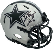 Drew Pearson Autographed Dallas Cowboys Rave Silver Speed Mini Helmet "HOF 21" Beckett BAS QR Stock #261895