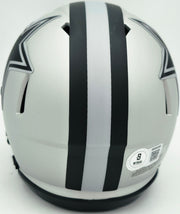 Drew Pearson Autographed Dallas Cowboys Rave Silver Speed Mini Helmet "HOF 21" Beckett BAS QR Stock #261895