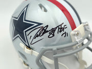Drew Pearson Autographed Dallas Cowboys Silver 1976 Throwback Speed Mini Helmet "HOF 21" Beckett BAS QR Stock #261896