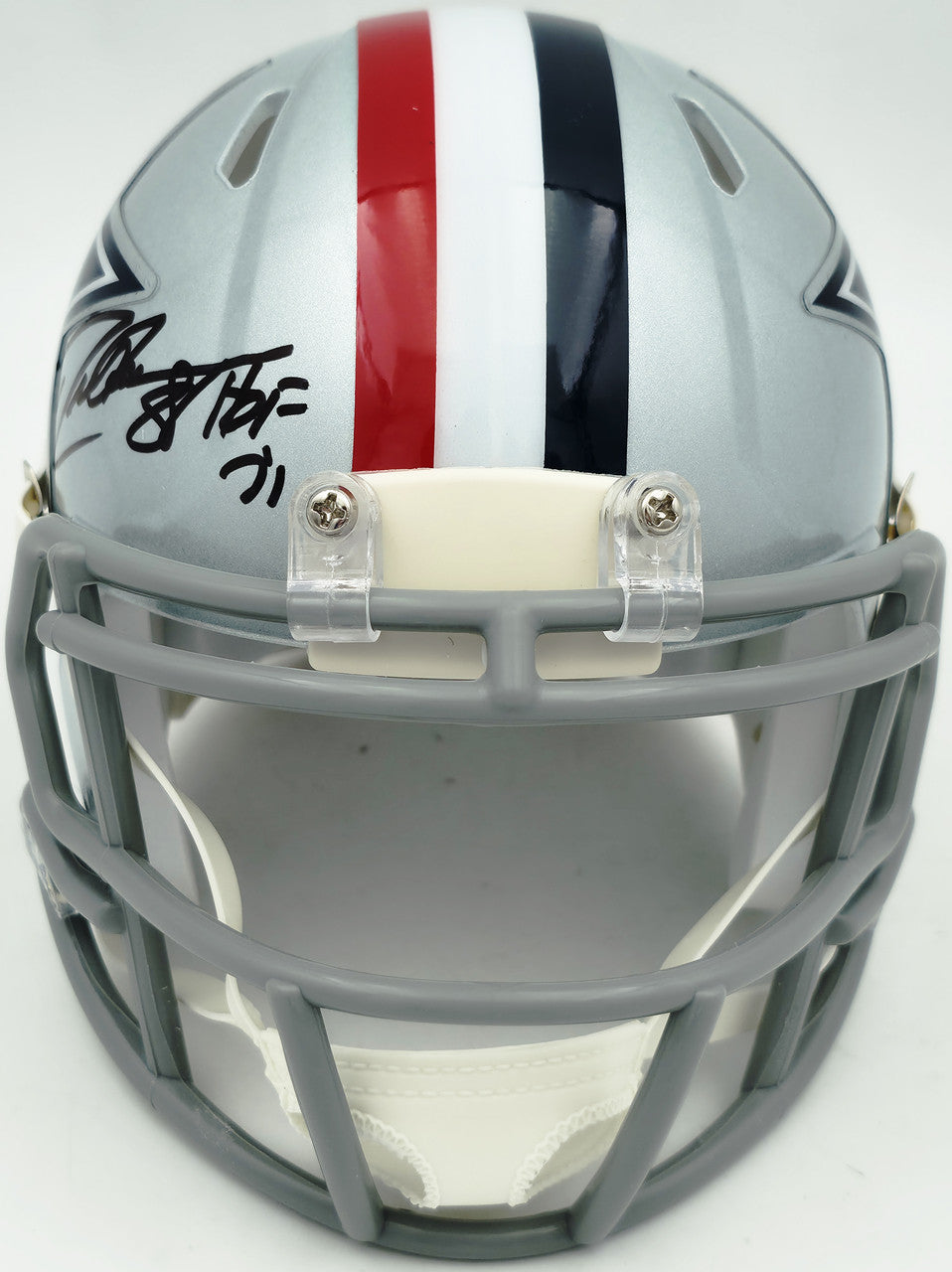 Drew Pearson Autographed Dallas Cowboys Silver 1976 Throwback Speed Mini Helmet "HOF 21" Beckett BAS QR Stock #261896