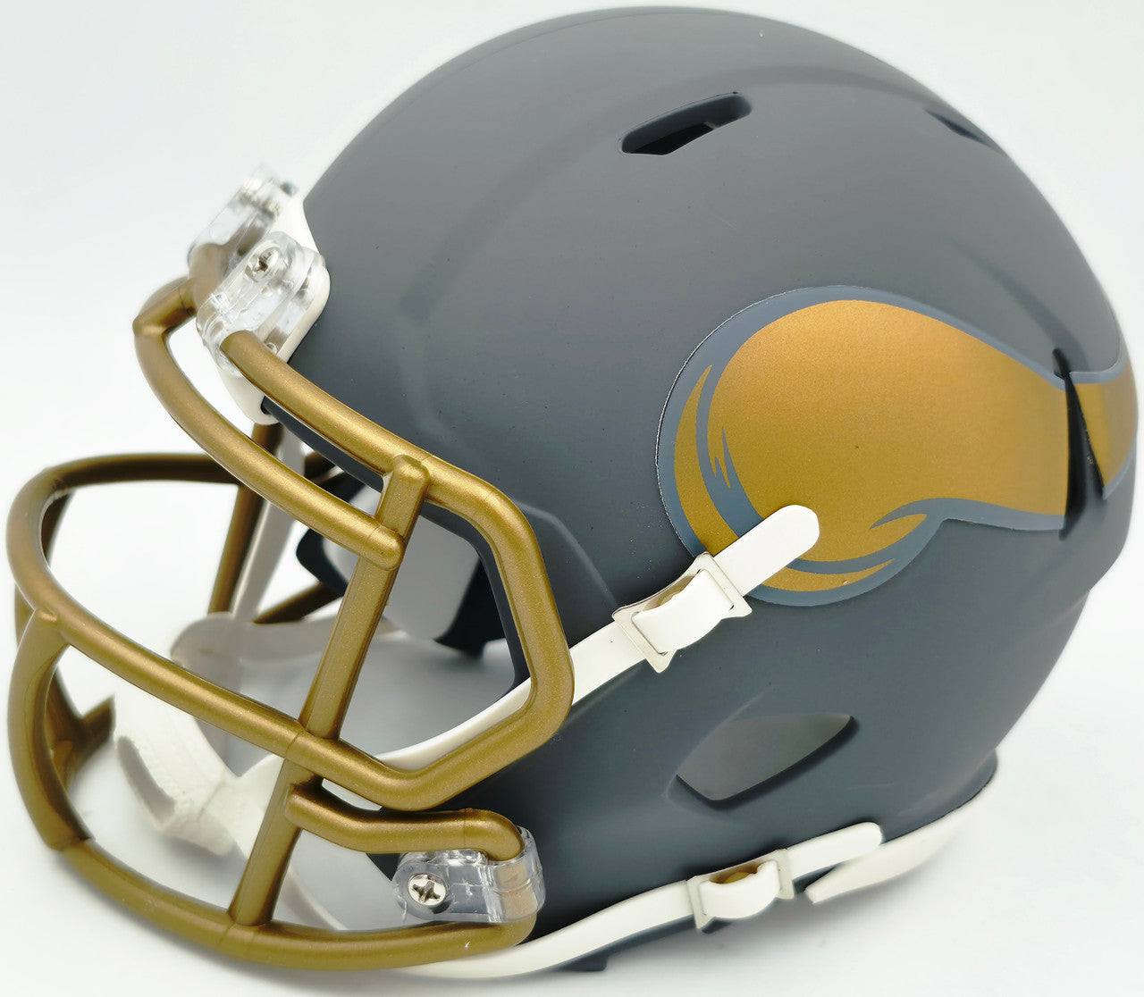 Jordan Addison Autographed Minnesota Vikings Slate Silver Speed Mini Helmet (In Yellow) Beckett BAS QR Stock #261897