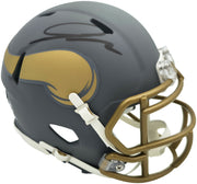 Jordan Addison Autographed Minnesota Vikings Slate Silver Speed Mini Helmet (In Black) Beckett BAS QR Stock #261898