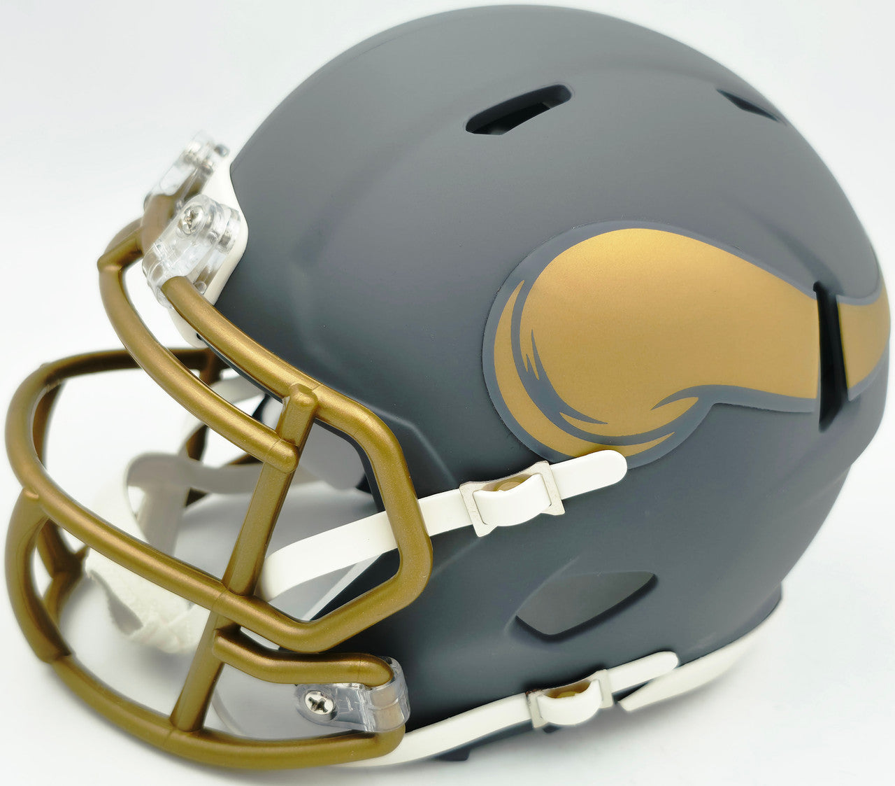 Jordan Addison Autographed Minnesota Vikings Slate Silver Speed Mini Helmet (In Black) Beckett BAS QR Stock #261898