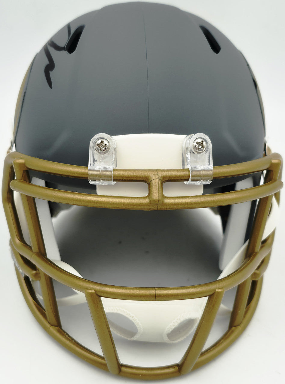 Jordan Addison Autographed Minnesota Vikings Slate Silver Speed Mini Helmet (In Black) Beckett BAS QR Stock #261898