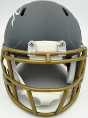 Jordan Addison Autographed Minnesota Vikings Slate Silver Speed Mini Helmet (In White) Beckett BAS QR Stock #261899