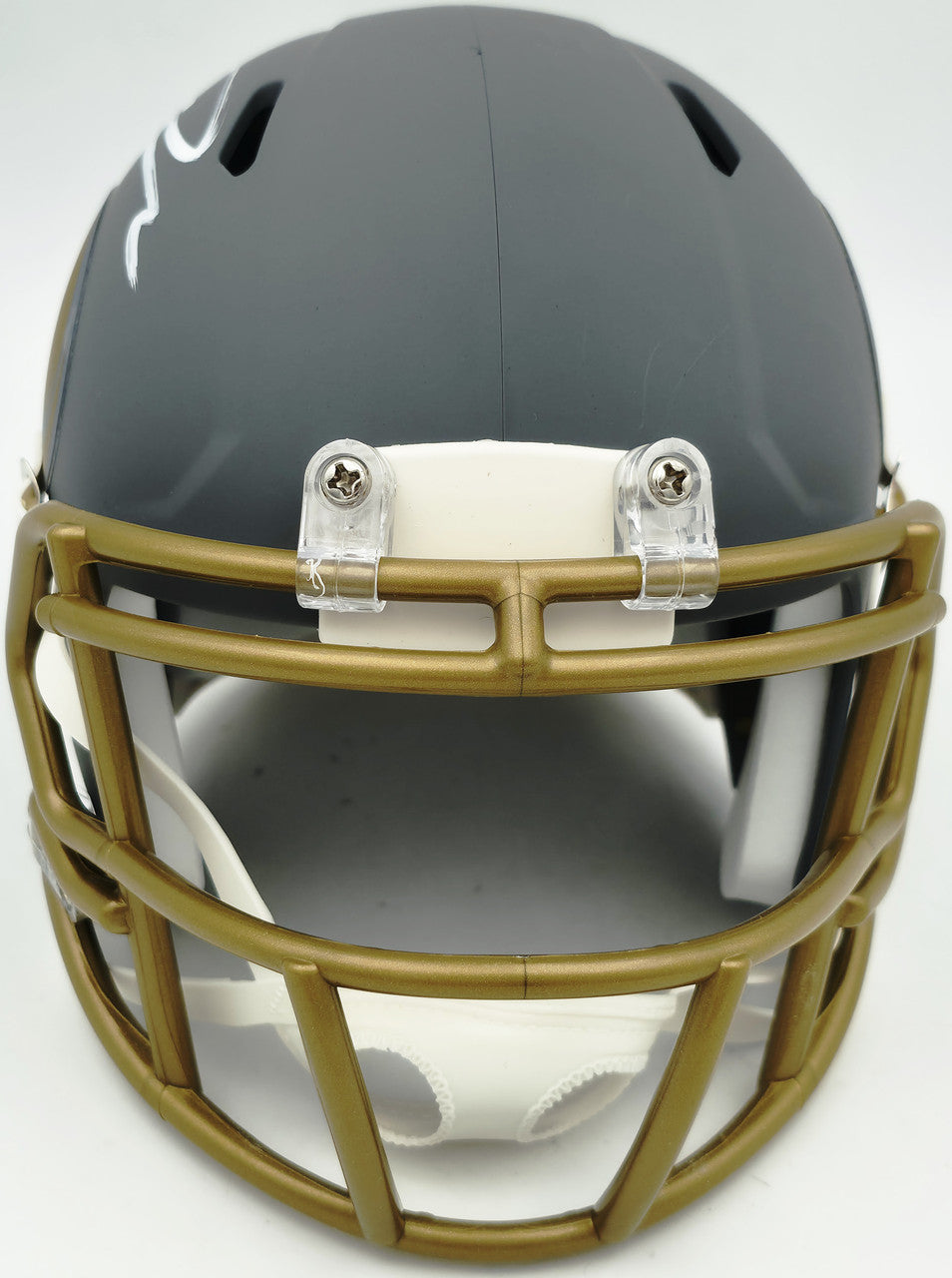 Jordan Addison Autographed Minnesota Vikings Slate Silver Speed Mini Helmet (In White) Beckett BAS QR Stock #261899