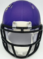 Jordan Addison Autographed Minnesota Vikings Purple Speed Mini Helmet (In Yellow) Beckett BAS QR Stock #261900