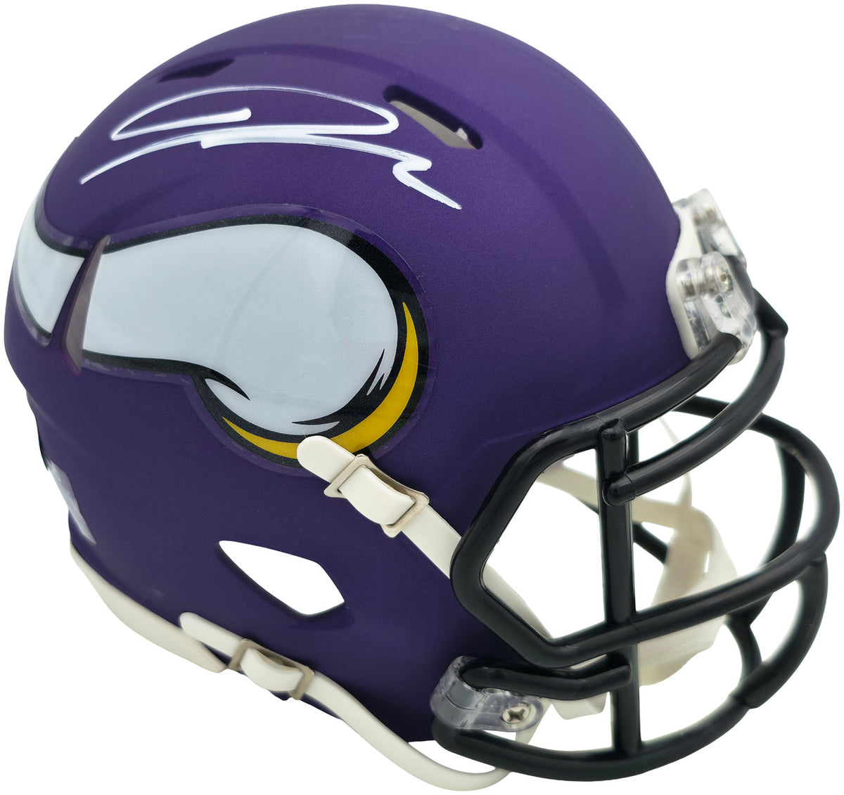Jordan Addison Autographed Minnesota Vikings Purple Speed Mini Helmet (In White) Beckett BAS QR Stock #261901