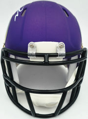 Jordan Addison Autographed Minnesota Vikings Purple Speed Mini Helmet (In White) Beckett BAS QR Stock #261901