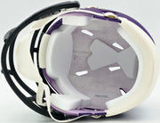 Jordan Addison Autographed Minnesota Vikings Purple Speed Mini Helmet (In White) Beckett BAS QR Stock #261901