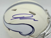 Jordan Addison Autographed Minnesota Vikings White 2024 Alternate Speed Mini Helmet (In Black) Beckett BAS QR Stock #261902