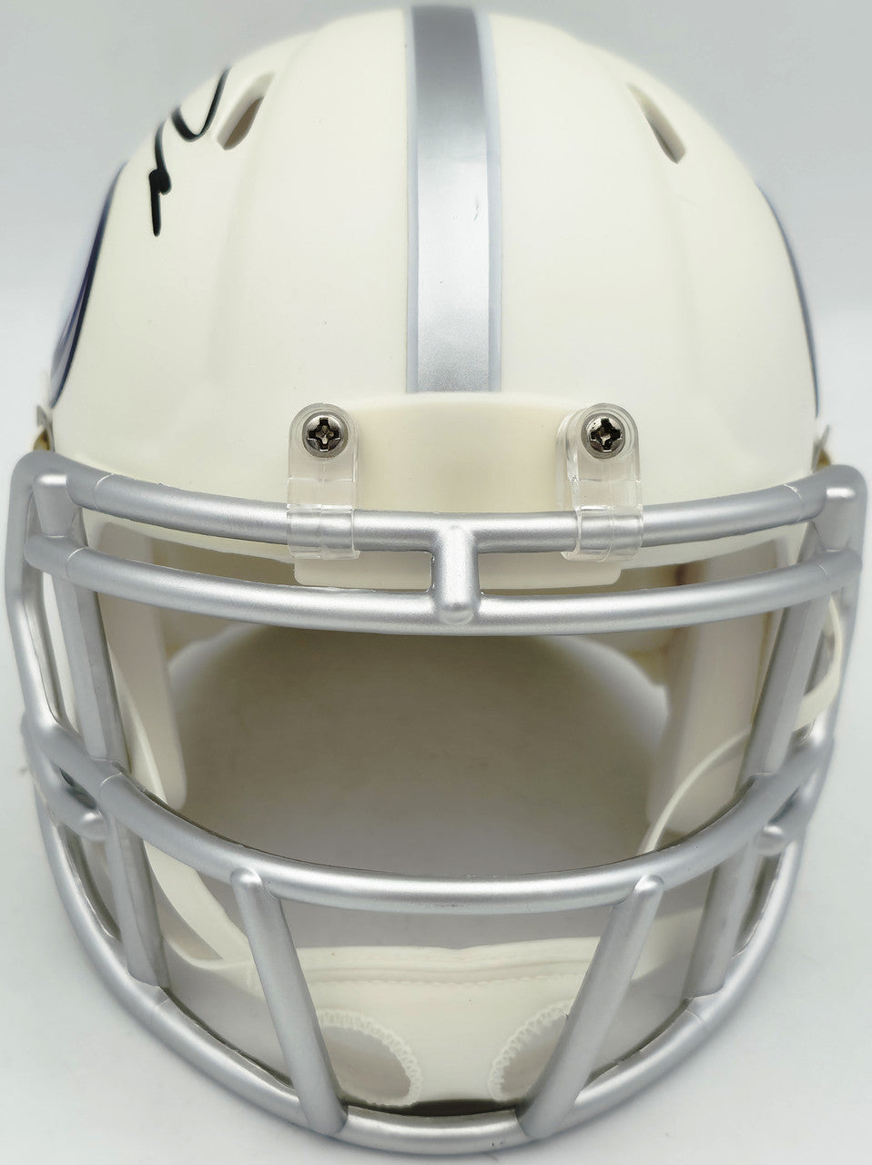 Jordan Addison Autographed Minnesota Vikings White 2024 Alternate Speed Mini Helmet (In Purple) Beckett BAS QR Stock #261903