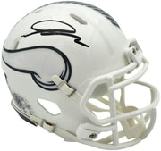 Jordan Addison Autographed Minnesota Vikings White 2024 Salute To Service Speed Mini Helmet (In Black) Beckett BAS QR Stock #261904