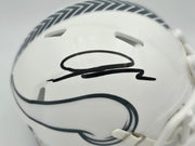 Jordan Addison Autographed Minnesota Vikings White 2024 Salute To Service Speed Mini Helmet (In Black) Beckett BAS QR Stock #261904