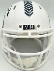 Jordan Addison Autographed Minnesota Vikings White 2024 Salute To Service Speed Mini Helmet (In Black) Beckett BAS QR Stock #261904