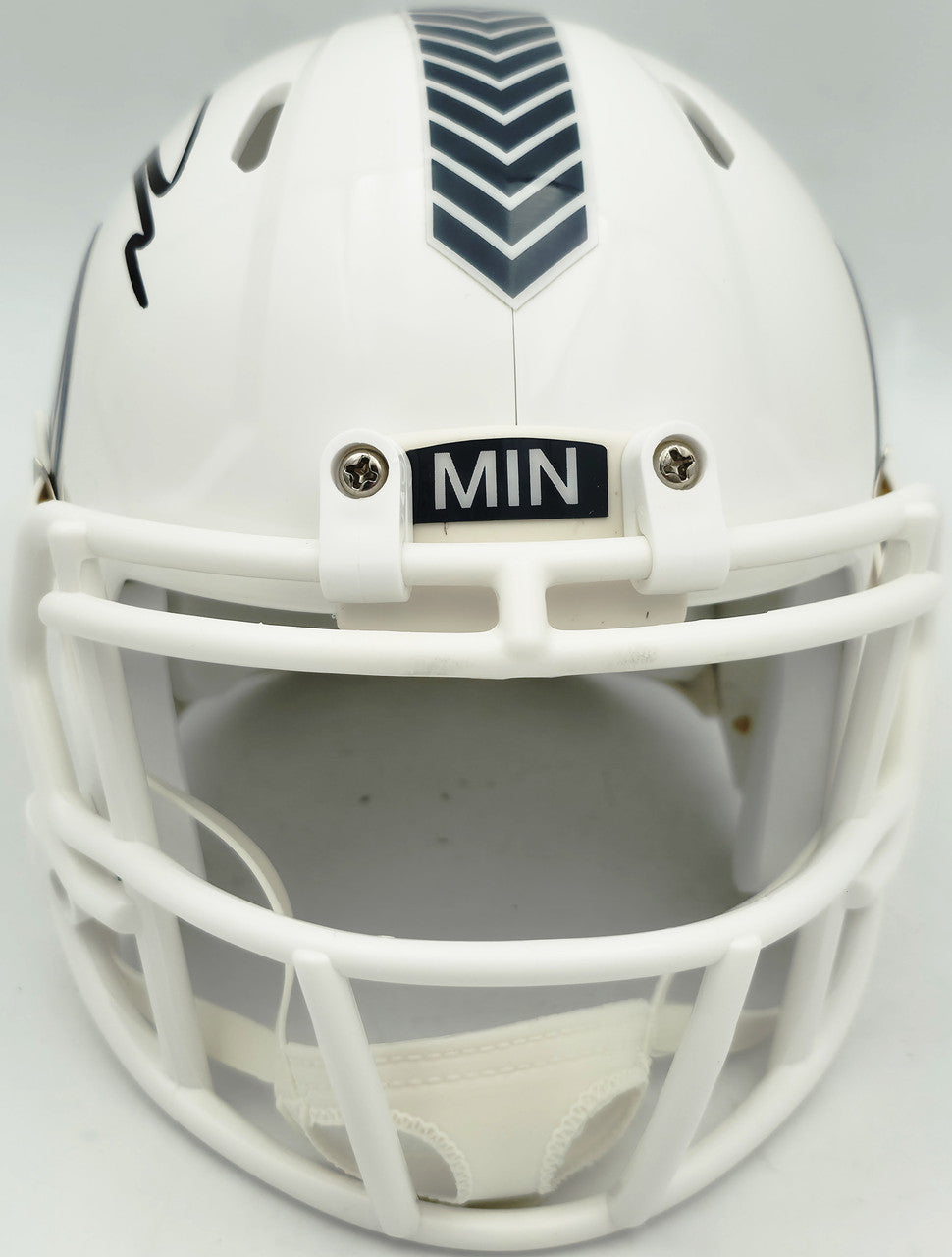 Jordan Addison Autographed Minnesota Vikings White 2024 Salute To Service Speed Mini Helmet (In Black) Beckett BAS QR Stock #261904