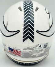Jordan Addison Autographed Minnesota Vikings White 2024 Salute To Service Speed Mini Helmet (In Black) Beckett BAS QR Stock #261904