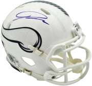 Jordan Addison Autographed Minnesota Vikings White 2024 Salute To Service Speed Mini Helmet (In Purple) Beckett BAS QR Stock #261905