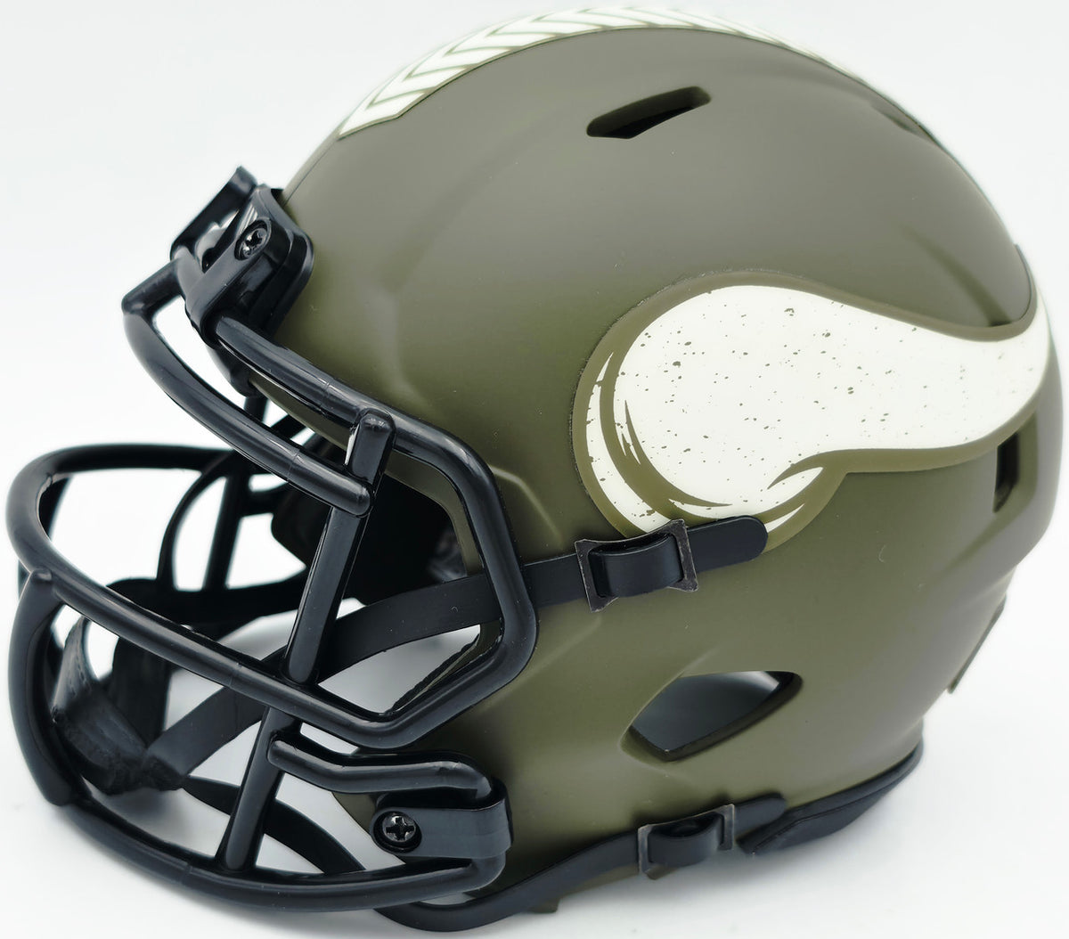 Jordan Addison Autographed Minnesota Vikings Army Green Salute To Service Speed Mini Helmet (In White) Beckett BAS QR Stock #261906