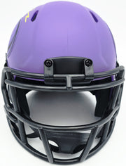 Jordan Addison Autographed Minnesota Vikings Rave Purple Speed Mini Helmet (In Yellow) Beckett BAS QR Stock #261908