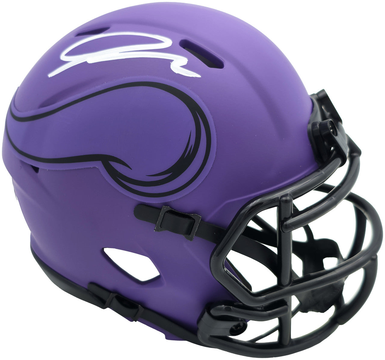 Jordan Addison Autographed Minnesota Vikings Rave Purple Speed Mini Helmet (In White) Beckett BAS QR Stock #261909