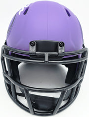 Jordan Addison Autographed Minnesota Vikings Rave Purple Speed Mini Helmet (In White) Beckett BAS QR Stock #261909