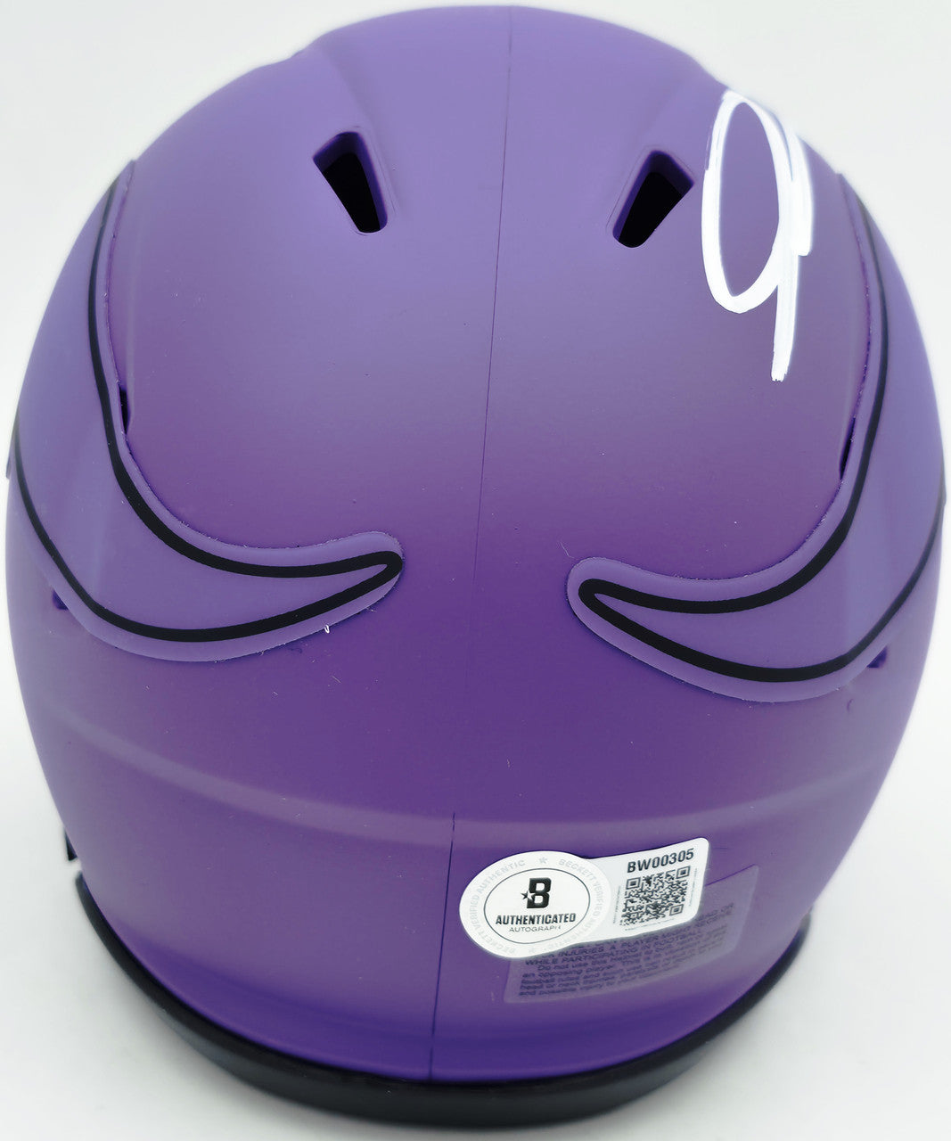 Jordan Addison Autographed Minnesota Vikings Rave Purple Speed Mini Helmet (In White) Beckett BAS QR Stock #261909