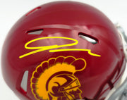 Jordan Addison Autographed USC Trojans Red Speed Mini Helmet (In Yellow) Beckett BAS QR Stock #261910