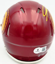 Jordan Addison Autographed USC Trojans Red Speed Mini Helmet (In Yellow) Beckett BAS QR Stock #261910