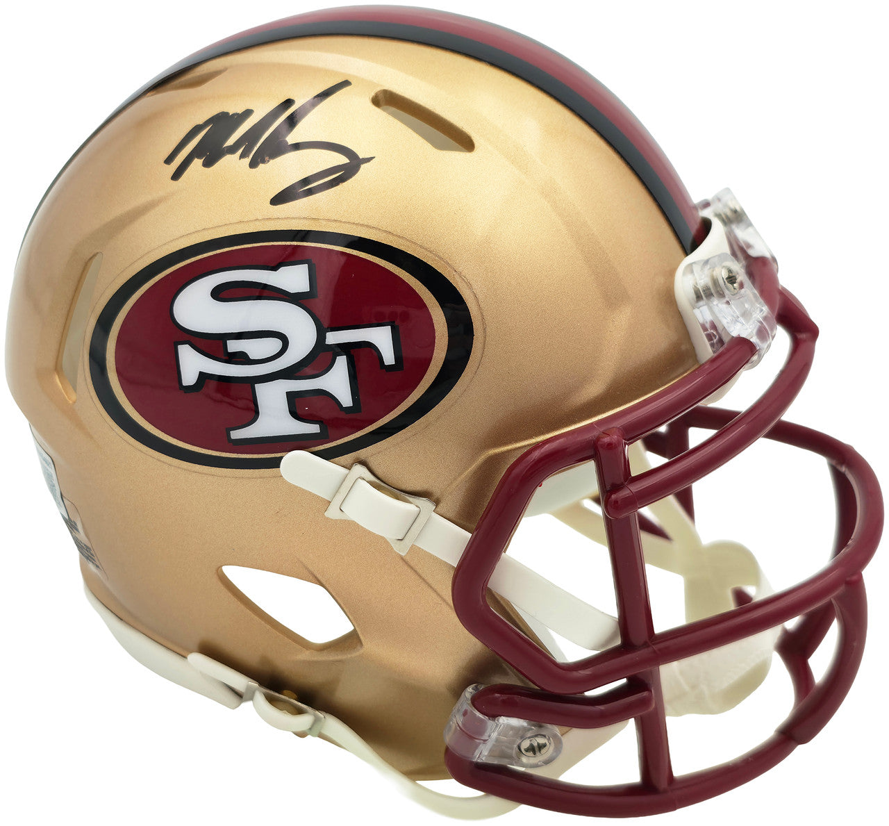Mike Singletary Autographed San Francisco 49ers Gold 1996-08 Throwback Speed Mini Helmet Beckett BAS Witness Stock #261920