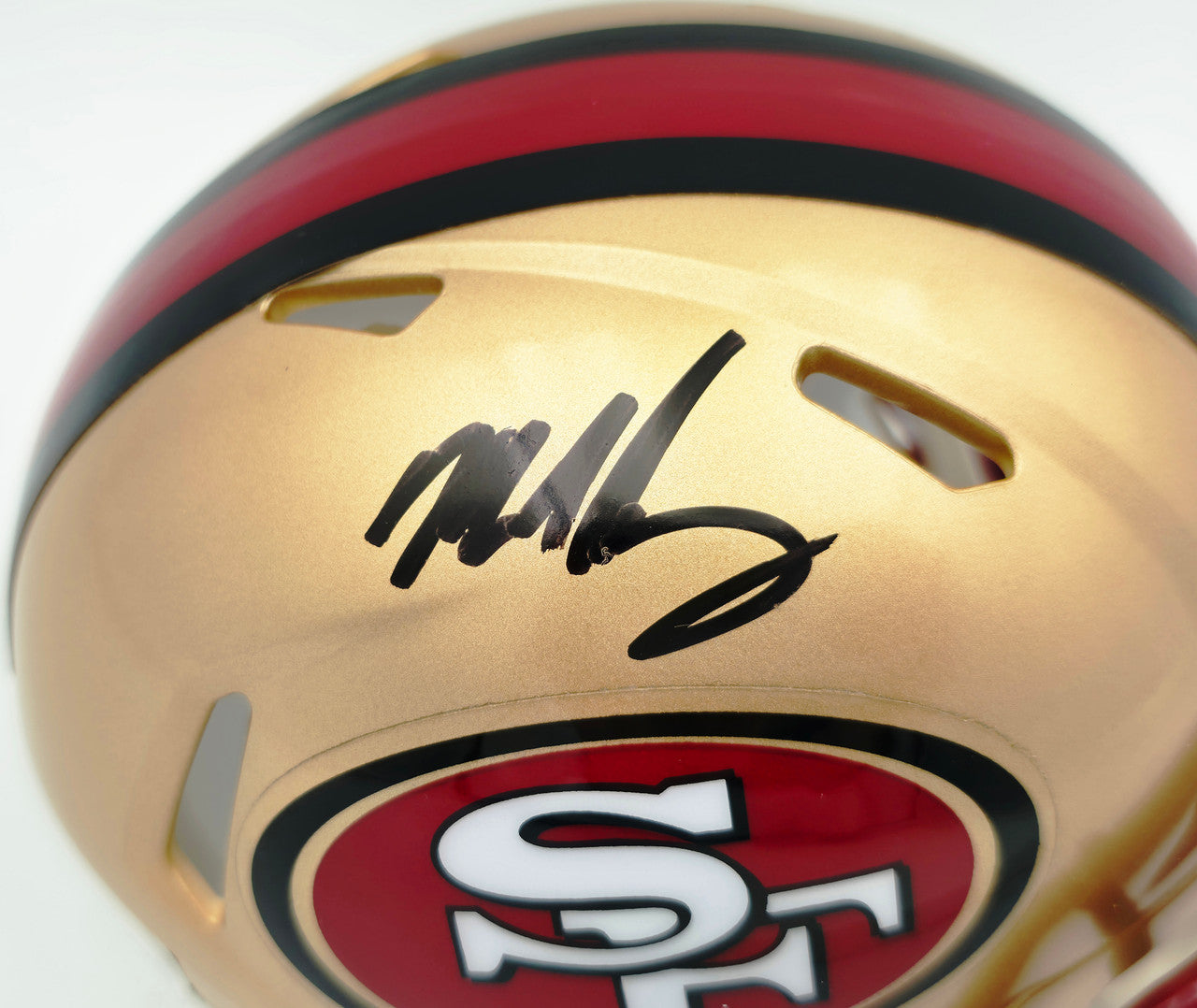 Mike Singletary Autographed San Francisco 49ers Gold 1996-08 Throwback Speed Mini Helmet Beckett BAS Witness Stock #261920