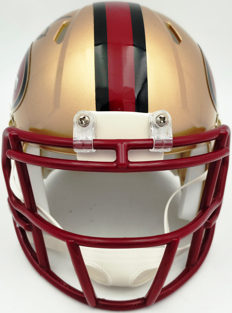 Mike Singletary Autographed San Francisco 49ers Gold 1996-08 Throwback Speed Mini Helmet Beckett BAS Witness Stock #261920