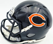 Brian Urlacher Autographed Chicago Bears Blue Speed Mini Helmet (In Silver) "HOF 18" Beckett BAS Witness Stock #261923