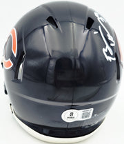 Brian Urlacher Autographed Chicago Bears Blue Speed Mini Helmet (In White) "HOF 18" Beckett BAS Witness Stock #261924