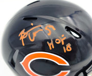 Brian Urlacher Autographed Chicago Bears Blue Speed Mini Helmet (In Orange) "HOF 18" Beckett BAS Witness Stock #261925