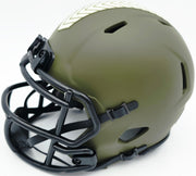 Brian Urlacher Autographed Chicago Bears Army Green 2022 Salute To Service Speed Mini Helmet "USA" Beckett BAS Witness Stock #261926