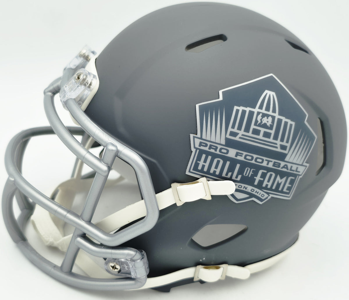 Brian Urlacher Autographed Hall of Fame Slate Gray Speed Mini Helmet "HOF 18" Beckett BAS Witness Stock #261928