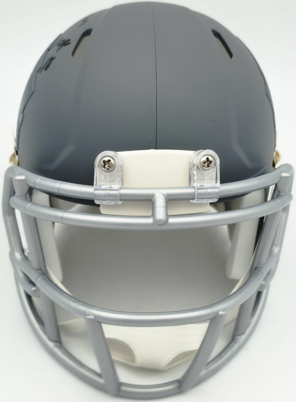 Brian Urlacher Autographed Hall of Fame Slate Gray Speed Mini Helmet "HOF 18" Beckett BAS Witness Stock #261928