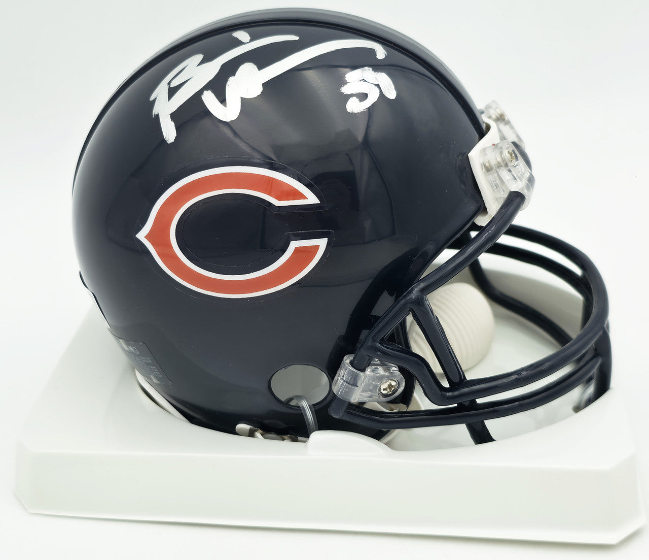 Brian Urlacher & Dan Hampton Autographed Chicago Bears Blue Mini Helmet Beckett BAS Witness Stock #261929