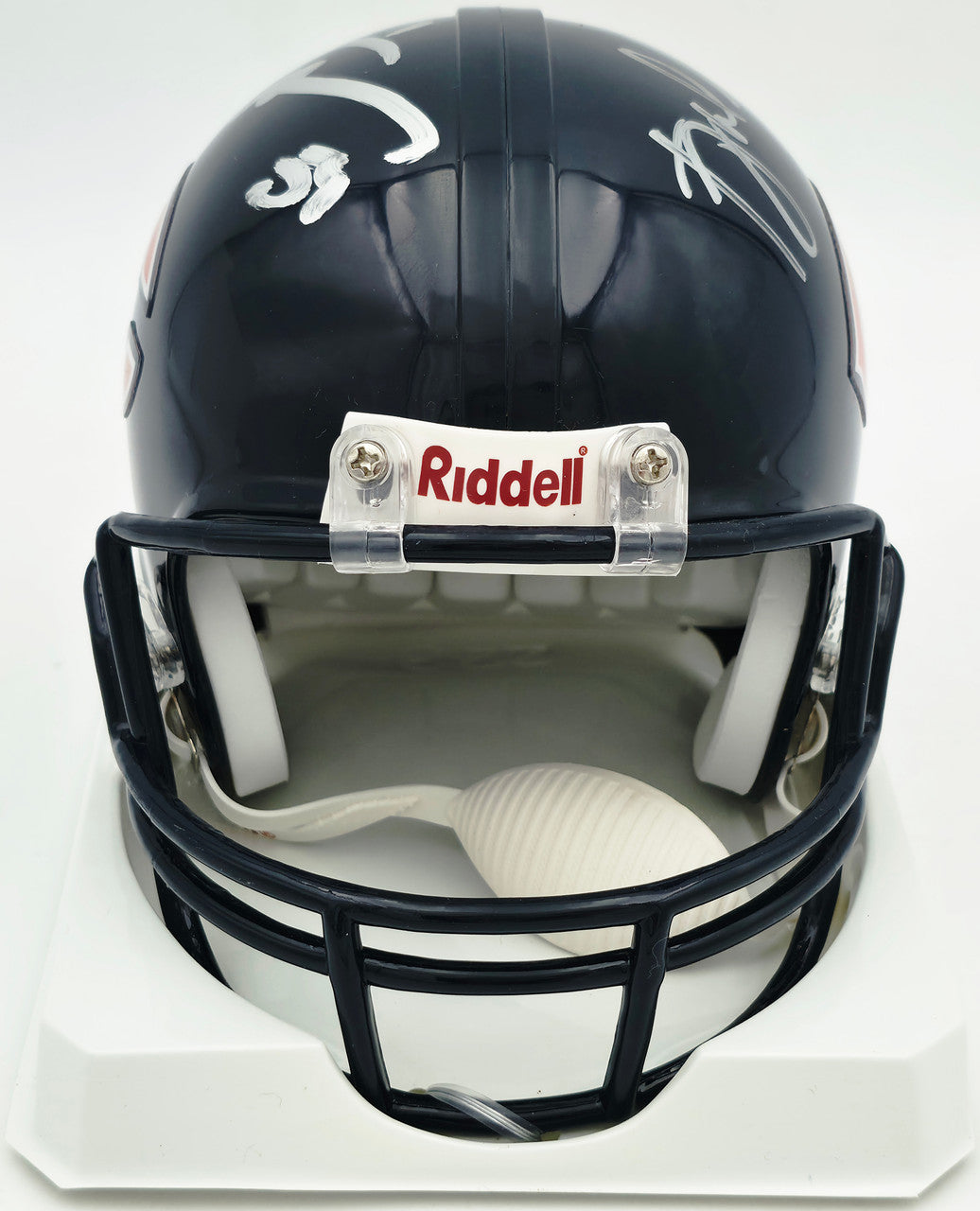 Brian Urlacher & Dan Hampton Autographed Chicago Bears Blue Mini Helmet Beckett BAS Witness Stock #261929