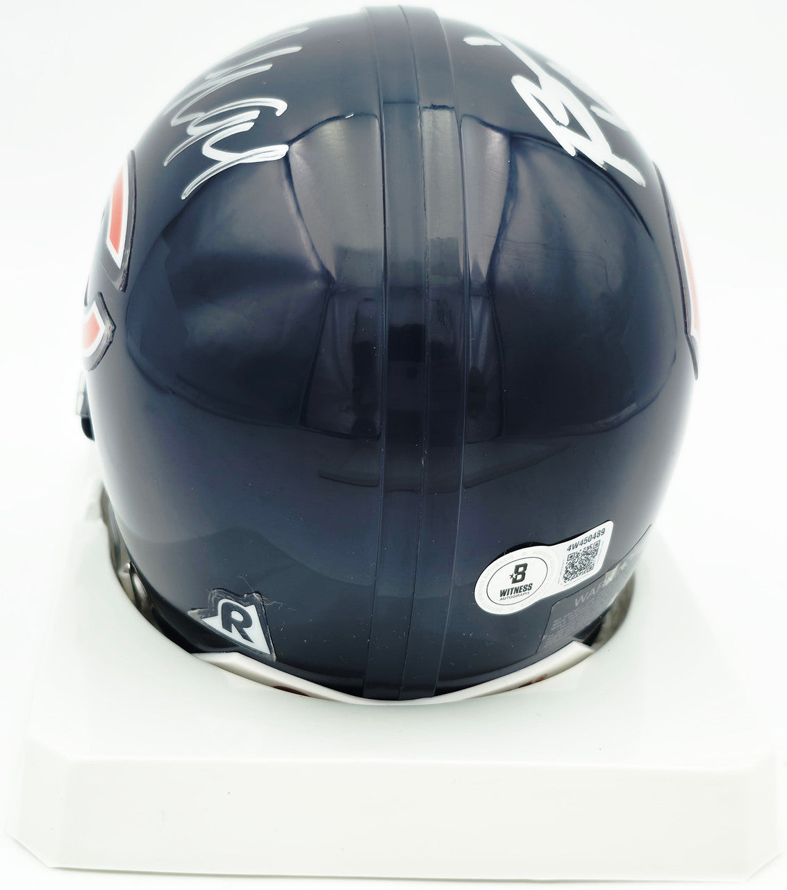 Brian Urlacher & Dan Hampton Autographed Chicago Bears Blue Mini Helmet Beckett BAS Witness Stock #261929