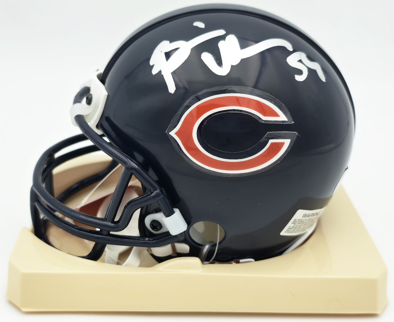 Brian Urlacher & Dan Hampton Autographed Chicago Bears Blue Mini Helmet Beckett BAS Witness Stock #261930